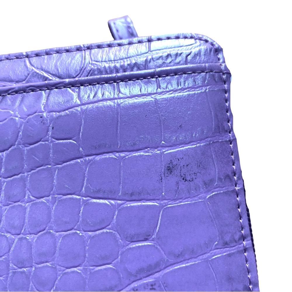 Purple croc embossed faux leather wristlet wallet - Picture 8 of 11